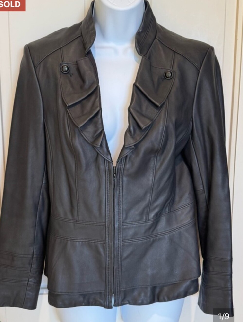 WHBM Ruffled Leather Jacket Blazer - Picture 3 of 3